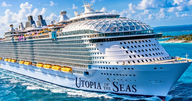 Utopia of the Seas under way on open blue water